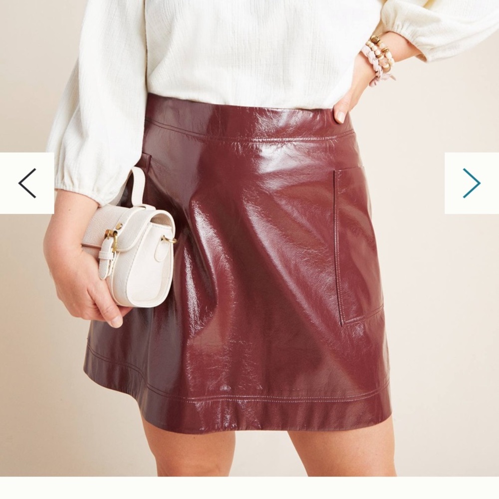 Anthropologie Maeve Faux Patent Leather Skirt NWT
